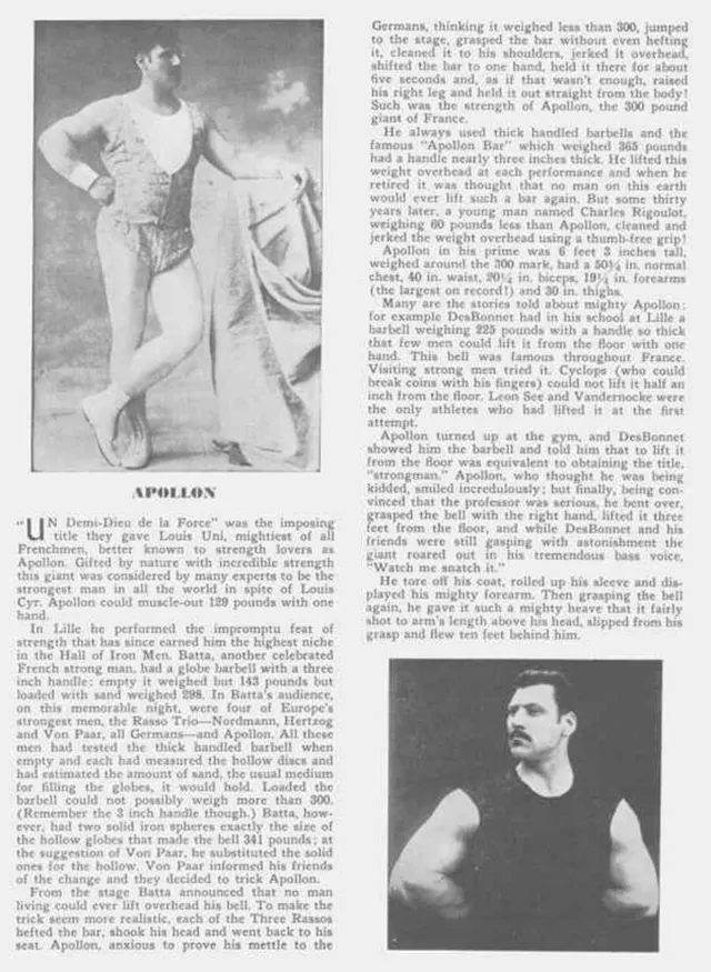 Apollon (본명 Louis Uni). '힘의 반신반인'. 3인치 손잡이의 Apollon Bar로 유명.